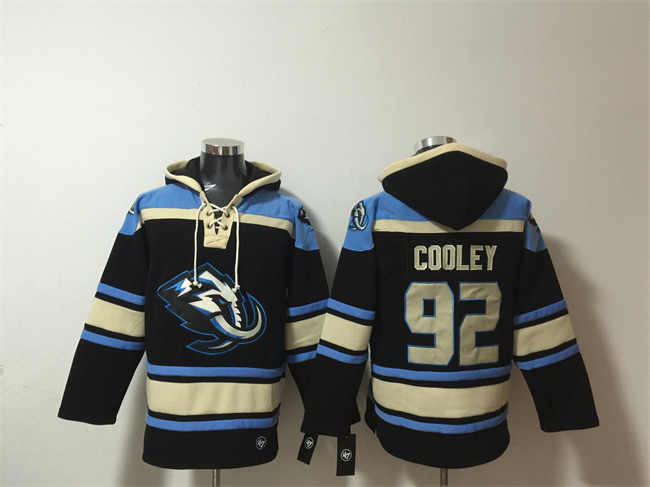 Men's Utah Mammoth #92 Logan Cooley Black/Blue Ageless Must-Have Lace-Up Pullover Hoodie